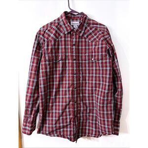 Carhartt Shirt Men Sz M Red Plaid Snap Button Relaxed Fit Western Cowboy Cotton